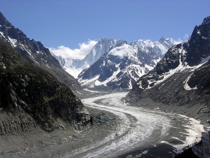 View up the Mer de Glace from Montenvers