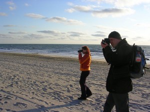 Uwe and Frauke shooting pictures of the Red Cliffs on Sylt